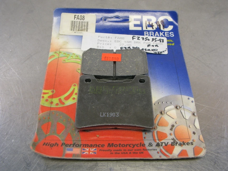 Тормозные колодки EBC FA88. 1985-1988 Yamaha FZ750. Новый из старых запасов новый из старых запасов - Изображение 3 из 3