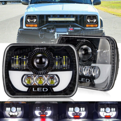 2X H6054 For Jeep Cherokee XJ YJ 7X6 5X7 inch LED Headlight DRL Sealed Beam