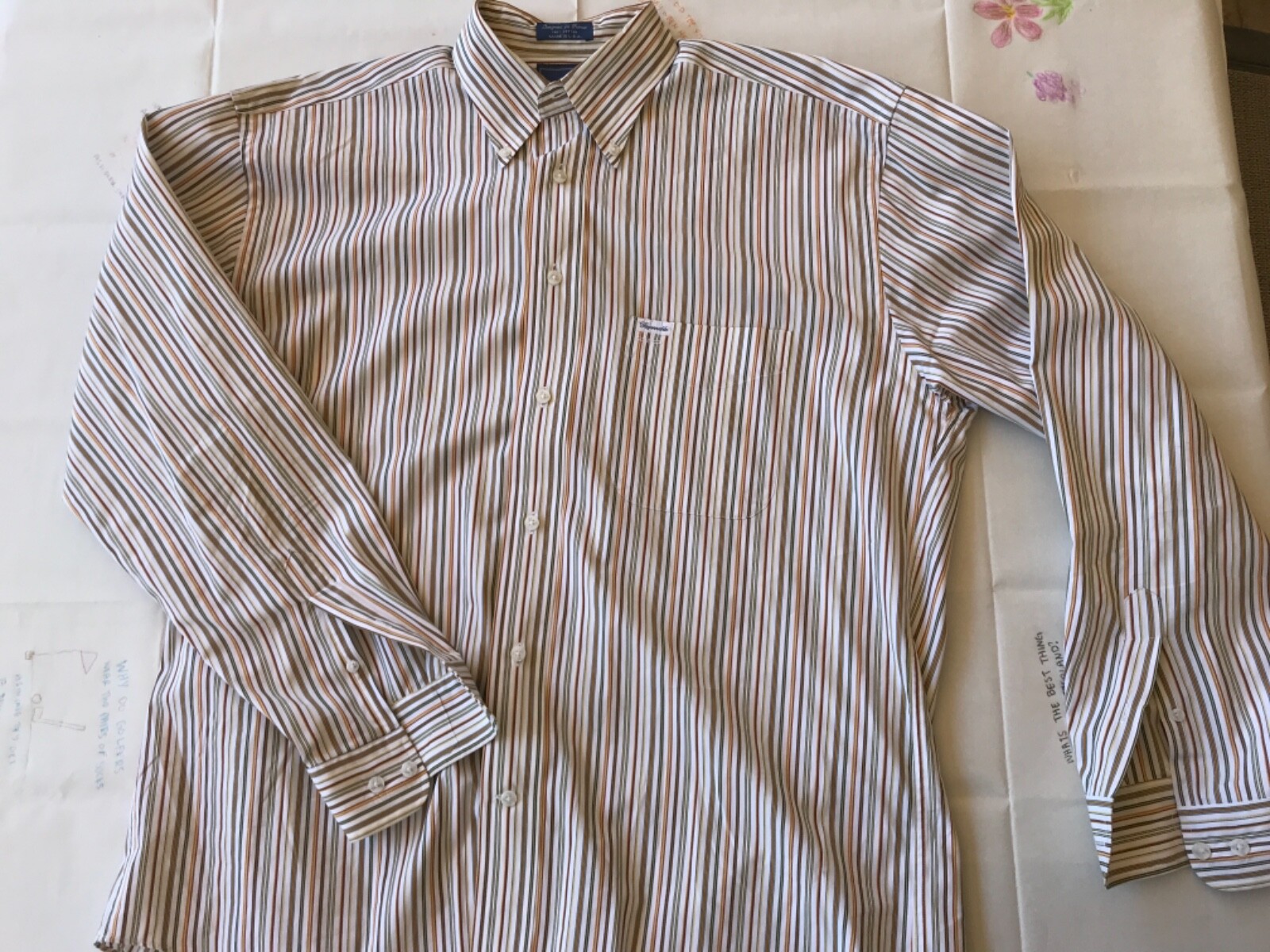 Faconnable Multi Color Stripes  Button Front Long… - image 2