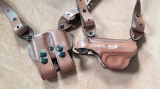 Armadillo Tan Leather Horizontal Miami Vice Shoulder Holster P2-ppk