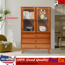 Bamboo Kitchen Buffet Hutch  Storage Cupboard Cabinet Server Sideboard w/ Drawer