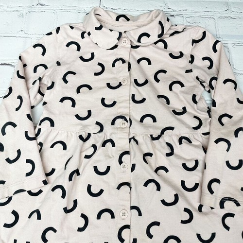 Tea Collection Printed Shirtdress Girls 4 Beige Black Molto Macaroni - Picture 3 of 10
