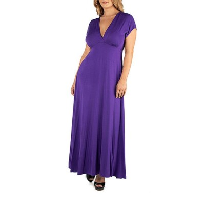 24/7 Comfort Apparel Empire Waist V-Neck Maxi Dress Purple M NWOT (360) |  eBay