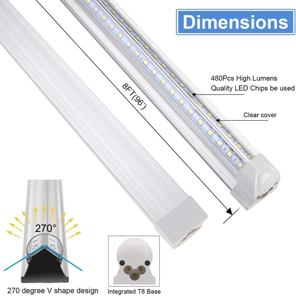 Luminaria LED para tienda de 8 pies, blanca, paquete de 10 luces de tubo integra - Image 3 of 4