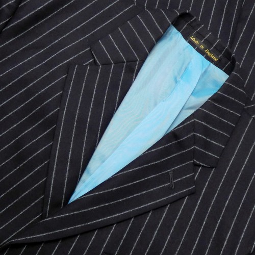 Richard James Savile Row Elton John Navy Chalk Stripe Jacket - Picture 7 of 19