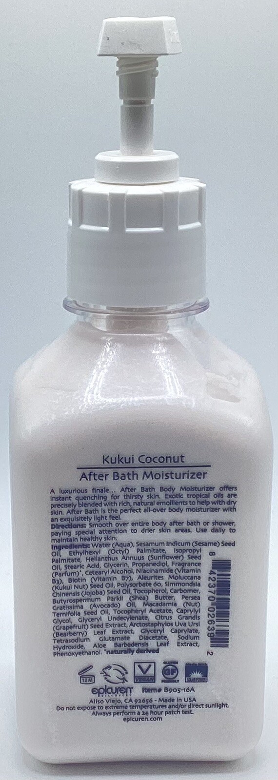 Epicuren Kukui Coconut After Bath Body Moisturizer 16 oz READ DETAILS