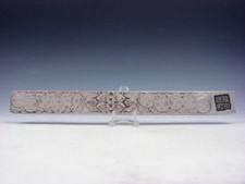 Tibetan Silver Paperweight *Ancient Coins Flying Bats FU* Carved 4.8 a pair