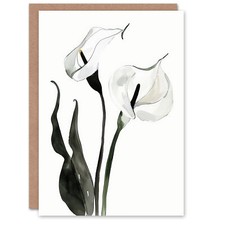 Greeting Card Calla Lily Flower Black White Watercolour Lilies Sympathy