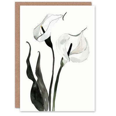 Grußkarte Calla Lilie Blume schwarz weiß Aquarell Lilien Sympathie