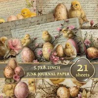 Vintage Easter Chicken & Eggs 20 Scrap Papiere Ostern KüKen & Eier A5 + Sticker
