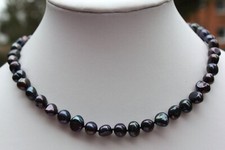 Collana di perle 9-10 mm in perle d'acqua dolce nere di Tahiti gioielli collier