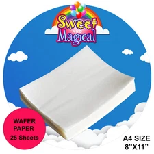 25 Edible Wafer Paper Sheets ,Rice,White 0.4 m Vegetable 8"x11"