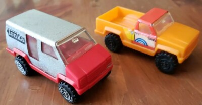 Vintage 1978 Tonka toy Cargo Van & Orange pickup truck pressed steel & plastic 