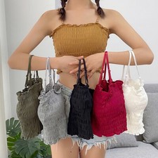 Haut Camisole Court À Fronces Tank Débardeur Sans Manches Coupe Ajustée