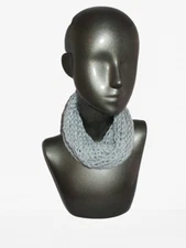Drop Stitch Open Knit Infinity Scarf - Light Gray Handmade