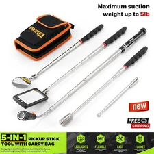 Telescoping Magnetic Pickup Tool w/ Inspection Mirror for Auto Shop Tight Spots