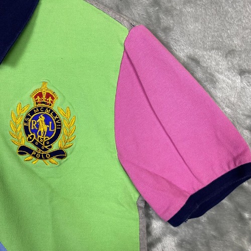 Polo Ralph Lauren Pastel Colorblock Polo Shirt Large Crest Logo 15 Size L 14-16 - Picture 4 of 8