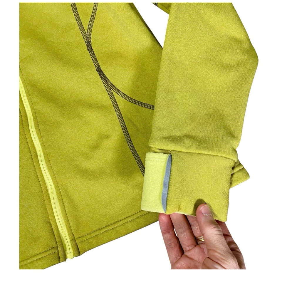 Y2K ATHLETA Verde Lima Vellón Forrado Correr Sudadera Chaqueta Puños Medianos Foto 3 de 4