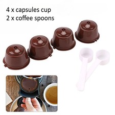 4pcs Cup + 2pcs Spoon for Dolce Gusto Reusable Pod Refillable Filter Pod Cup