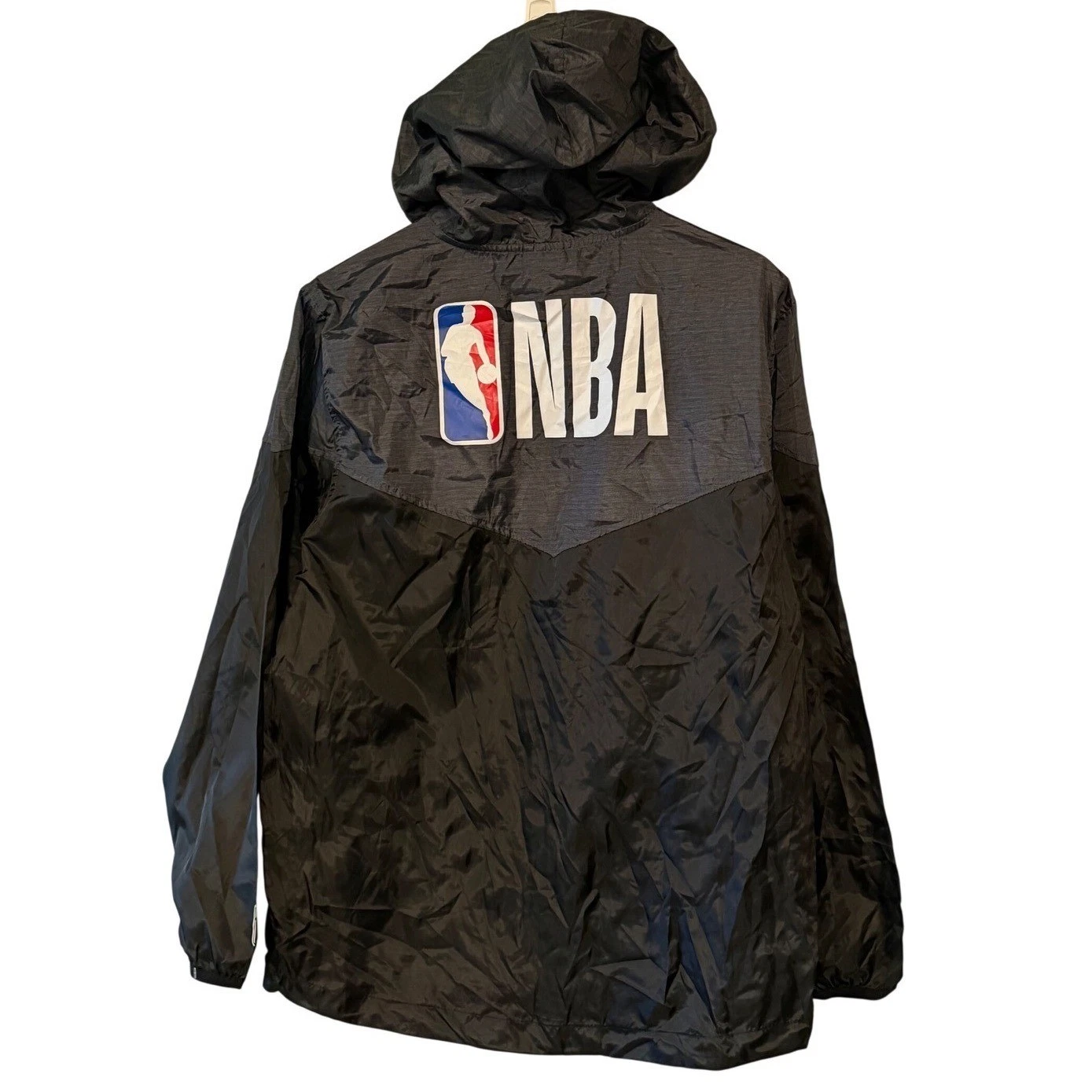 NBA Hooded Windbreaker Jacket Black Grey Full Zip Basketball Medium - product detail image 2