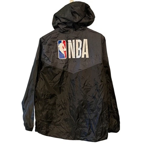 NBA Hooded Windbreaker Jacket Black Grey Full Zip Basketball Medium image 2