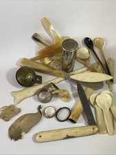 Lot Objets Anciens de Brocante Grelot Bronze Sculpture Nacre lot