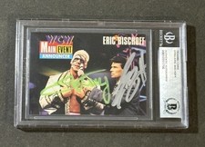 STING & ERIC BISCHOFF 1995 CARDZ WCW MAIN EVENT SIGNED AUTOGRAPHED CARD BAS