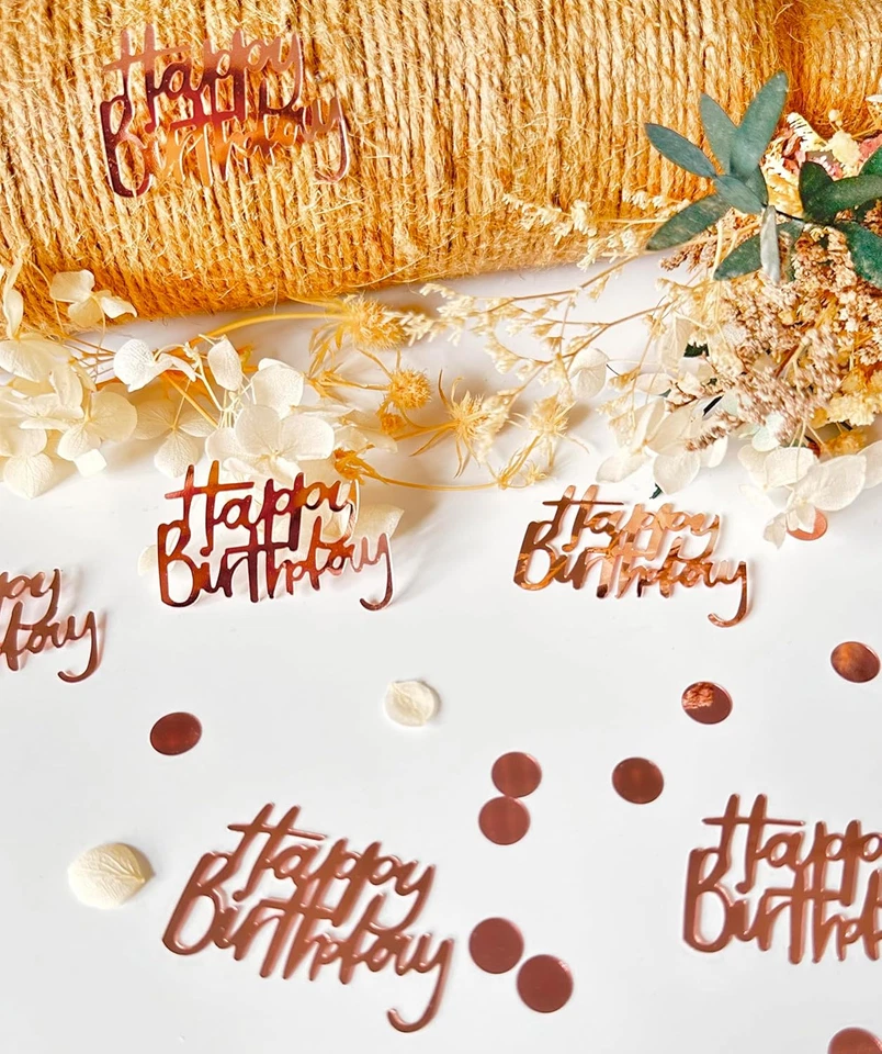 Rose Gold Birthday Confetti for Table Decor,270 PCS Glitter Happy Birthday Decor - Image 3 of 4