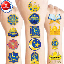 120 PCS Happy Ramadan Mubarak Eid Al Fitr Pre-Cut Temporary Tattoos for Kids  S