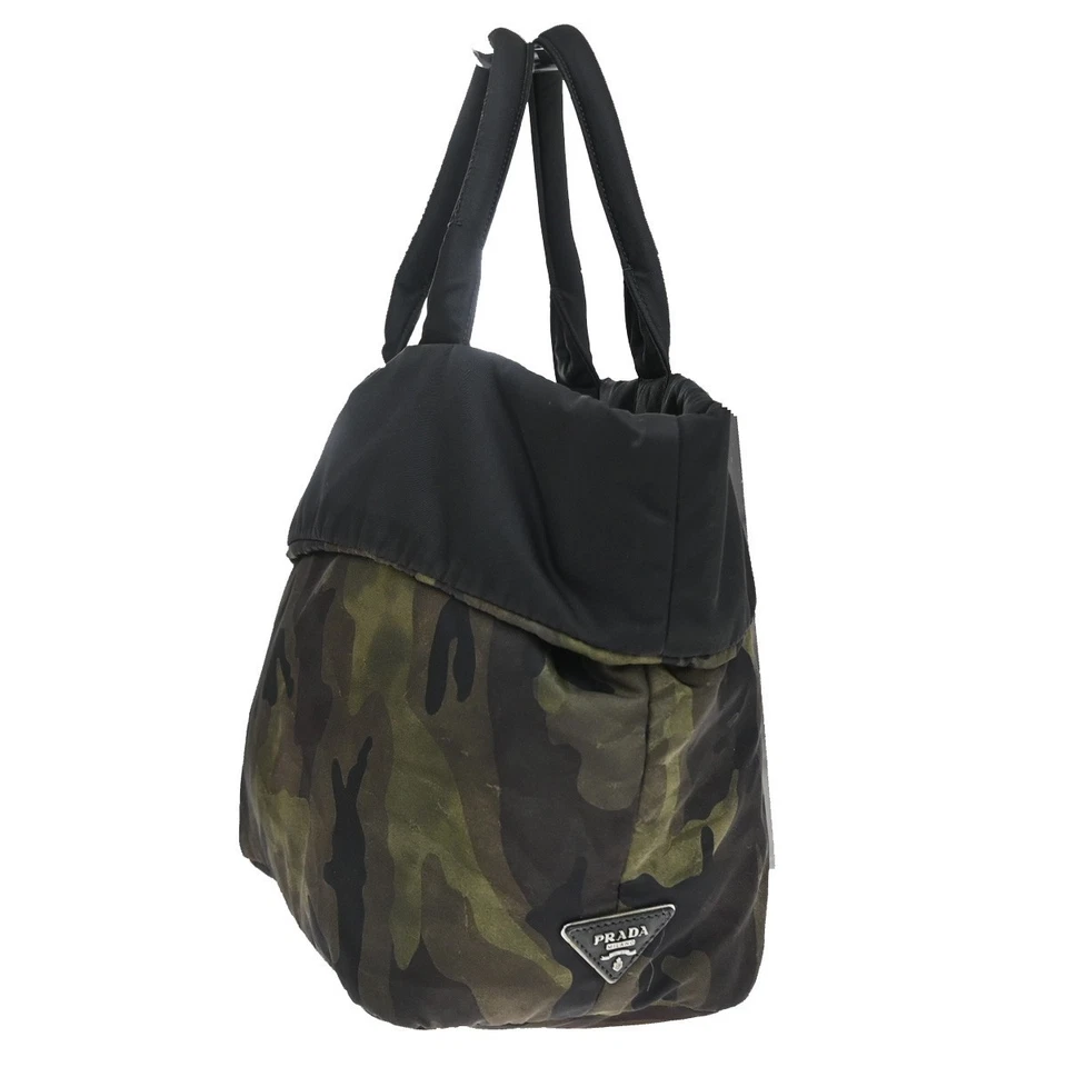 PRADA Logo Reversible Tessuto Hand Bag Nylon Leather Camouflage Black 35EF400 - Image 4 of 4
