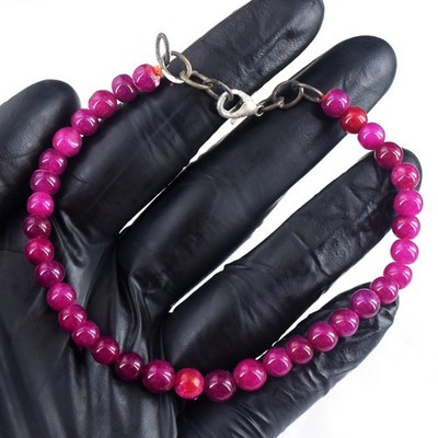 Tolles massives 52,00 kt runde Form Onyx Perlen wunderbares Armband RK 25 E787