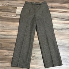Vintage Talbots Brown Tan Houndstooth Wool Women Trouser Pants Size 2P