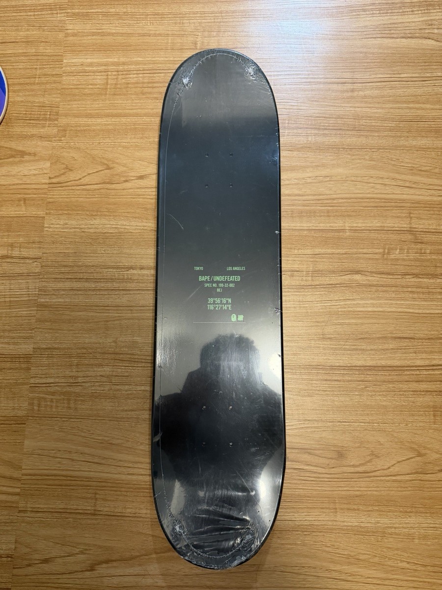 A Bathing Ape BAPE/UNDEFEATED Black Camo Skateboard Deck Art