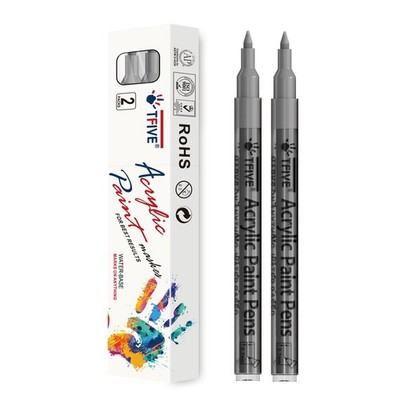 Silver Paint Marker Pens - 2 Pack Acrylic Permanent Marker, 0.7mm Extra Fine Tip