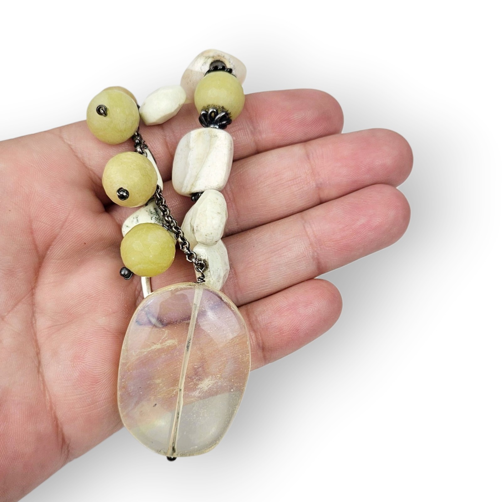 Asymmetrical Stone Beaded Chain Statement Necklac… - image 12