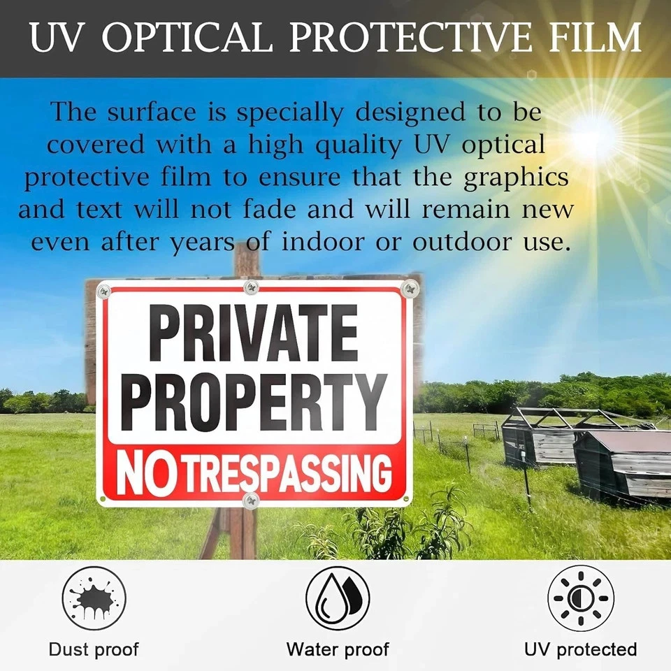 Paquete de 4 letreros grandes sin intrusión propiedad privada, aluminio libre de óxido de 8X12 pulgadas Foto 4 de 4