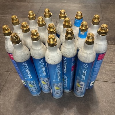 Lot of 18 SodaStream CO2 Cylinder Replacement Canisters Empty 60L 14.5 oz Blue