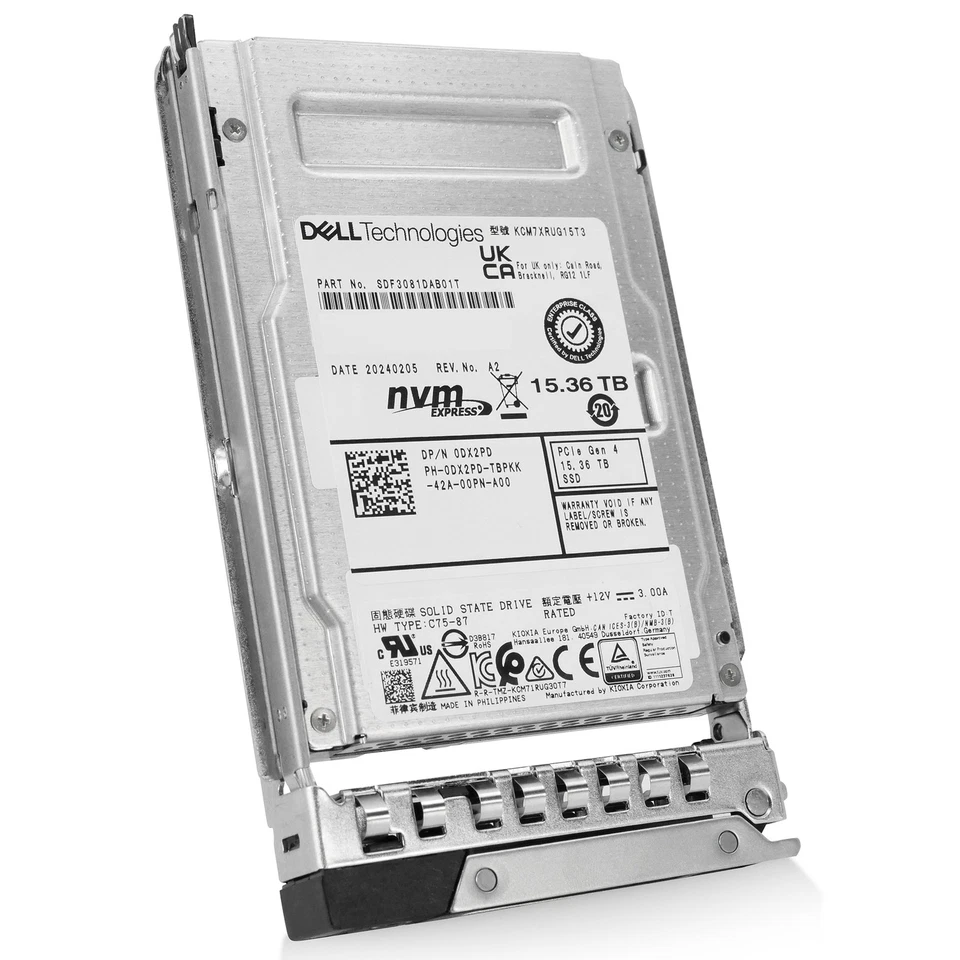 Dell 15.36TB PCIe 4.0 x4 8GB/s U.2 NVMe 1 DWPD 2.5" PowerEdge SSD G16 0DX2PD - Image 3 of 4