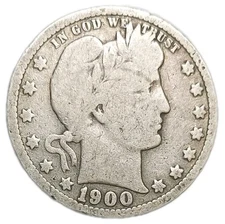 1900-P US SILVER BARBER QUARTER 25c OLD COIN BETTER CONDITION PHILADELPHIA MINT 
