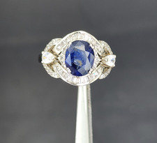 Handmade 3.0ct Natural Blue Sapphire Ring 925 Sterling Silver- Ceylon