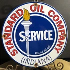 VINTAGE STANDARD OIL COMPANY SERVICE PORCELAIN TORCH INDIANA GAS GASOLINE SIGN