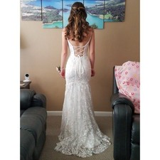 Sherri Hill White Pale Pink Floral Appliqu Prom Dress