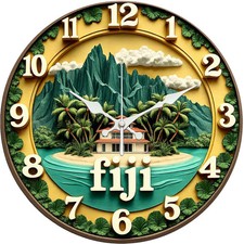 Fiji Island Scene Wooden Silent Wall Clock No...