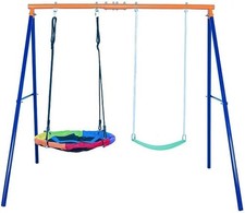 Outdoor Doppelschaukel A-Frame mit Gestell bis 200 kg Tragkraft Kinderschaukel