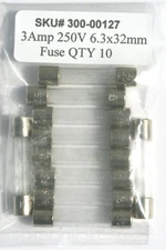 COOPER BUSSMANN BK/AGC-3-R FUSE, CARTRIDGE, 3A, 6.3X32MM, FAST ACTING ,10 pack