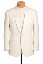 Men's Ivory Tuxedo Jacket with Satin Shawl Lapels One Button Altered Size 35S