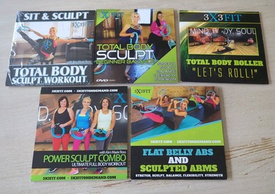 3X3FIT Workout DVD Lot (5)   Sit & Sculpt, Abs, Arms, Roller, Total Body Fitness