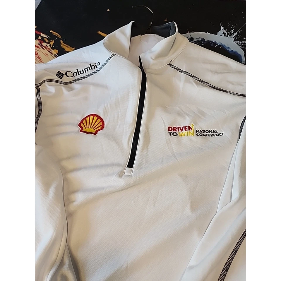 Chaqueta Columbia Golf Guinness Para Hombre Grande Blanca 1/2 Cremallera Escopeta Foto 2 de 4