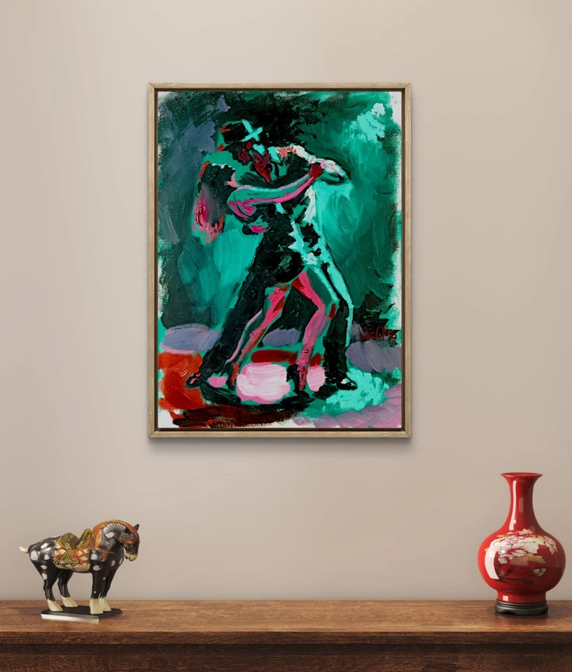 Pintura al óleo original 12x16 lienzo danza tango figurativo expresionista Foto 2 de 4