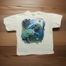 Vintage SeaWorld Manatee T-Shirt Size L Oneita Power-T USA Made 90s Marine Life
